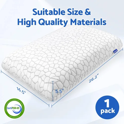 Miniatura 2 de CushZone Almohadas de espuma viscoelástica para dormir, almohada de cama con funda extraíble y lavable a máquina, almohada de cama para dormir