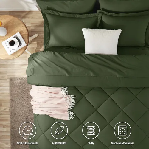 Miniatura 30 de CozyLux Juego de edredón tamaño King, color naranja quemado, toda la ropa de cama en una sola bolsa, 7 piezas: edredón, fundas de almohada