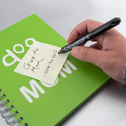 Miniatura 7 de Pentel Handy-line S - Marcador permanente retráctil y recargable, punta de bala, barril negro, tinta negra, caja de 12 unidades (NXS15-A)