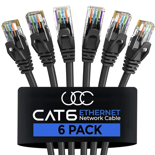 Miniatura 8 de Cable Ethernet Cat6 – Paquete de 10 unidades (5.9 ft) Cat 6 RJ45, LAN, Utp, red, parche, cable de Internet, 6 pies Multi - paquete de 10