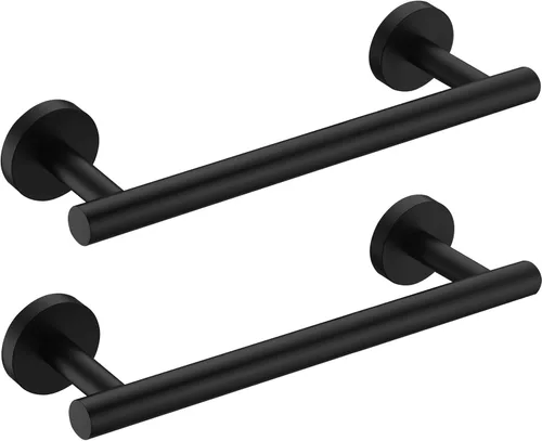 Miniatura 11 de Nolimas Barra de Toalla de Baño Negra Mate Barra de Toalla Individual Barra de Toalla Clásica Montada en Pared Acero Inoxidable Barra de Toalla