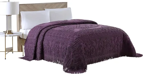 Miniatura 13 de Beatrice Home Fashions Colcha de Chenilla con Medallón, Full, Blanco