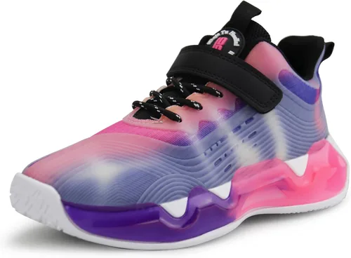 brooman Zapatos de baloncesto para niños, tenis de caña baja para niñas, zapatos deportivos para la escuela