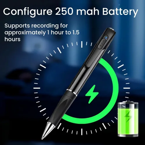 Miniatura 8 de Bolígrafo de cámara activado por movimiento 1080P con alertas Wi-Fi y aplicaciones, 32 GB incluidos, cámara oculta portátil ángulo de visión de 100