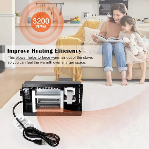 Miniatura 8 de Hiorucet Kit de ventilador de chimenea PBAR-2427 variable de velocidad para estufa sin ventilación de hogar agradable o estufas de leña, GHP Group