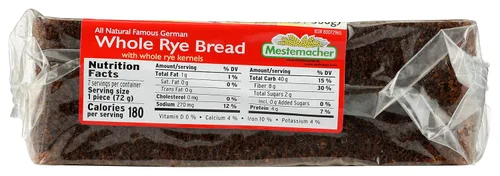 Miniatura 8 de Mestemacher Pan de centeno integral totalmente natural, 17.6 onzas, auténtico pan de centeno alemán de grano entero, alto en fibra, sin OMG, listo