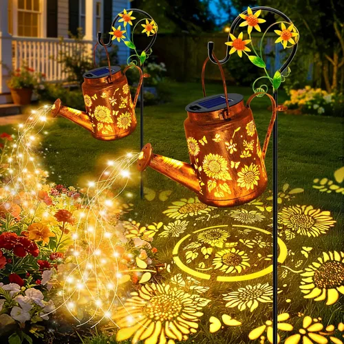 Miniatura 13 de YITING - 10 hebras de 200 luces LED solares parpadeantes de luciérnaga impermeables (sin regadera), 8 modos de luces de hadas estrelladas, luces