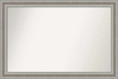 Miniatura 393 de Amanti Art Espejo de baño plateado para sobre el fregadero, 26 x 26 pulgadas, espejo cuadrado de plata antigua, marco de madera tradicional mediano