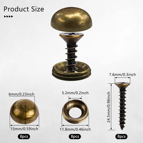 Miniatura 2 de 8 tornillos decorativos de latón con tapas, tornillos de espejo con tapas decorativas, tornillo de latón para fijación de muebles, fijación