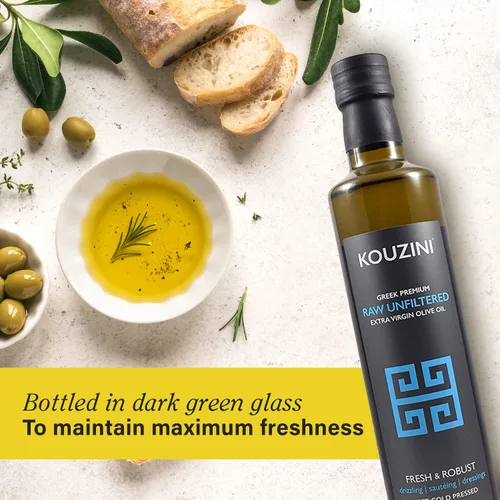 Miniatura 6 de Kouzini Aceite de oliva griego virgen extra sin filtrar, aceite de oliva griego extra virgen prensado en frío, origen único, alto polifenoles, sabor