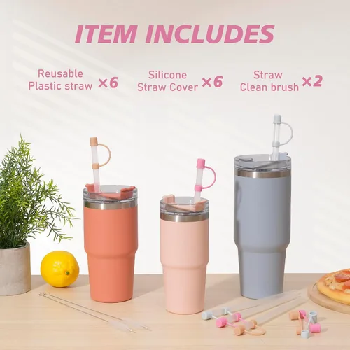 Miniatura 6 de 6 popotes con tapa de cubierta para vaso Stanley de 40 onzas, popote reutilizable con puntas de tapón, perfecto para vasos Stanley con mango H2.0