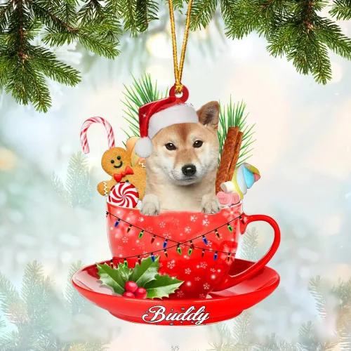 Miniatura 5 de Alaskan Malamute - Adorno acrílico personalizado para perro en taza, adorno de Navidad personalizado para perro 2023, decoración de árbol