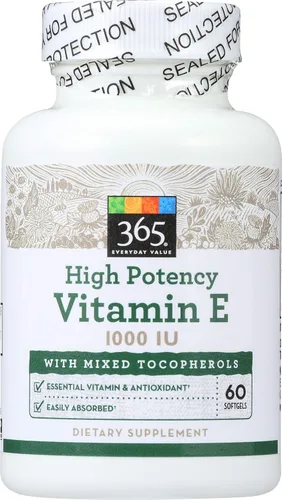 365 by Whole Foods Market, Vitamina E de alta potencia 1000 UI, 60 unidades