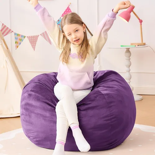 Miniatura 9 de Sillón tipo puf ILPEOD para adultos - Silla tipo puf de espuma viscoelástica - Sofá para niños/adolescentes con funda de microfibra suave - Sofá