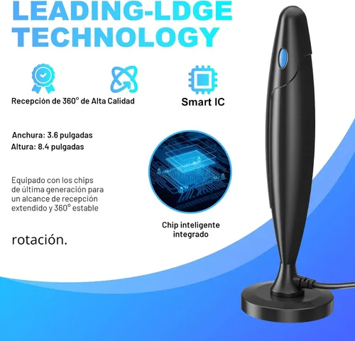 Miniatura 2 de Antena de TV para Smart TV Interior, Antena Digital para Canales Locales, Soporte 4k 1080p con Base Magnética Fuerte, Recepción de Largo Alcance