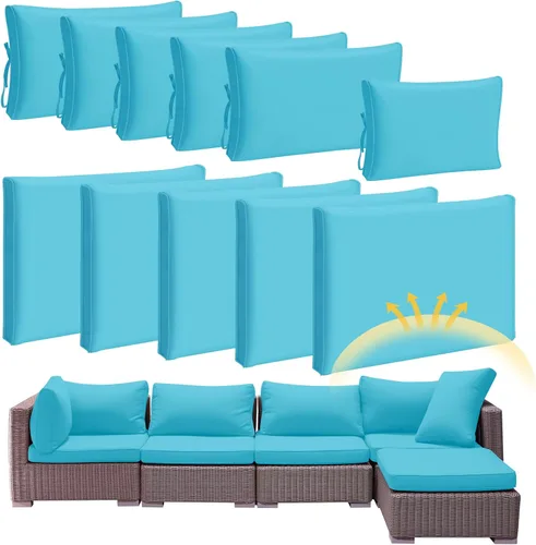 Miniatura 10 de Patelai 11 piezas de fundas impermeables para cojines de patio para muebles seccional de exterior de mimbre de ratán, sofá de patio, silla, fundas