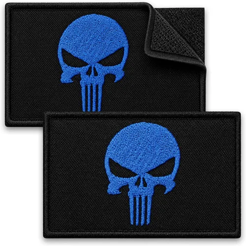 Miniatura 12 de Paquete de 2 parches de calavera roja bordados con gancho y bucle, parches militares tácticos para transportador de placas, mochila, casco, arnés