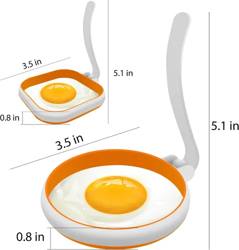 Miniatura 5 de GOYLSER Anillos de Huevo de Silicona Blancos de Grado Alimentario, 2 Paquetes de Anillos de Huevo Cuadrados + 2 Paquetes de Moldes de Huevo Redondos