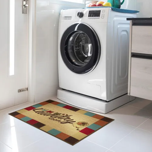 Miniatura 40 de Alfombra lavable a máquina con diseño de texto antideslizante con parte trasera de goma, 2 x 5, para lavandería, para baño, lavadero, 20 x 59