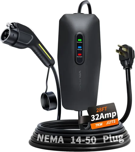 Miniatura 17 de Cargador de vehículo eléctrico de nivel 1/2, 16 amperios y 3.5 kW, cargador portátil con cable de 20 pies, estación de carga doméstica, con enchufe