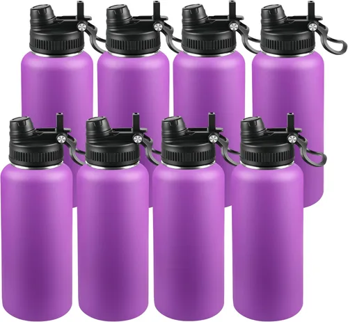 Miniatura 53 de Botella de agua aislada de 22 onzas, tapa 2 en 1 a prueba de fugas (sorbo/pajilla) + asa, botella de acero inoxidable para deportes, viajes, trabajo