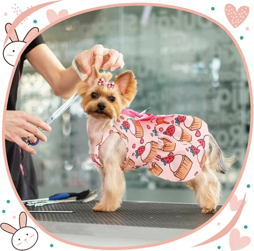 Miniatura 5 de Frienda 6 piezas con lazo de príncipes para cachorro, vestido floral para perro, falda, vestido de verano para mascotas, lindo vestido de verano
