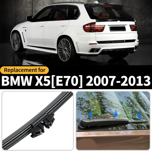 Miniatura 2 de Juego de limpiaparabrisas trasero, 2 piezas de limpiaparabrisas trasero y brazo de repuesto para BMW X5 E70 2007-2013, conjunto de brazo