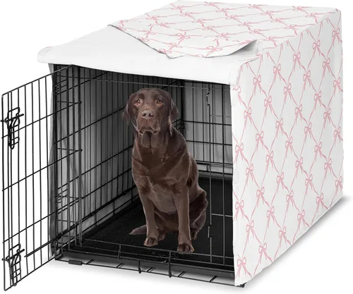 Miniatura 17 de Sweet Jojo Designs Cubierta para jaula de perro de 36 pulgadas (Boho Floral Rosa/Gris) para niñas, cubierta para perrera