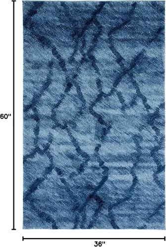Miniatura 2 de SAFAVIEH Retro Collection - Alfombra decorativa de 3 x 5 pies, azul y azul oscuro, diseño abstracto moderno, no desprende pelusa y de fácil cuidado