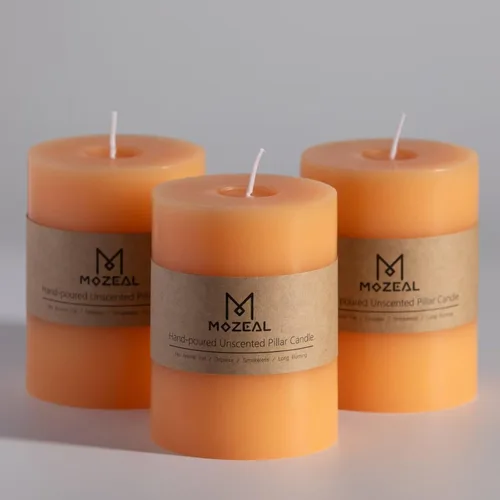 Miniatura 99 de MOZEAL Velas grandes sin perfume vertidas a mano de 3 x 8 pulgadas, sin humo, juego de 2, combustión lenta, sin goteo, aproximadamente 150 horas