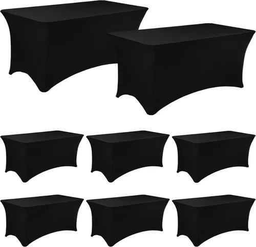 Miniatura 17 de Paquete de 2 manteles rectangulares de elastano de 6 pies, lavables, resistentes a las arrugas, para mesas plegables, bodas, fiestas, cumpleaños