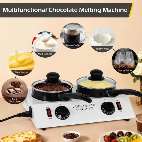 Miniatura 5 de Dyna-Living Olla para Derretir Chocolate Máquina Templadora de Chocolate Dual para Derretir Chocolate, Máquina para Derretir Chocolate de 80W Olla