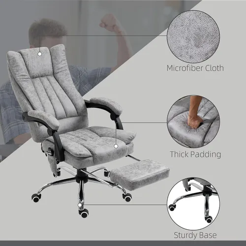 Miniatura 6 de Vinsetto Silla de oficina de masaje de vibración de 6 puntos, silla de computadora con respaldo alto con calor, altura ajustable, respaldo Gris