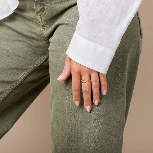 Miniatura 4 de PAVOI Anillo de eternidad chapado en oro de 14 quilates para mujer