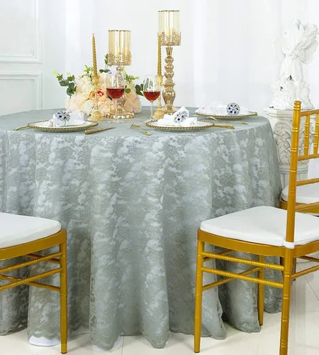 Miniatura 8 de Superposiciones de encaje de 108 pulgadas, manteles de encaje redondos, manteles de encaje superpuestos, manteles de encaje para decoración de Marfil