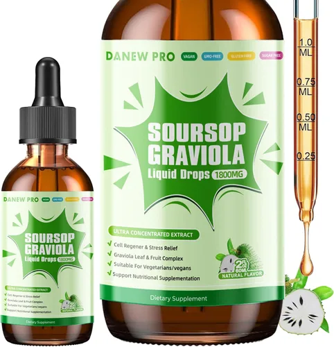 Miniatura 8 de Extracto líquido de hoja de graviola de guanábana para apoyo celular y regeneración, refuerzo inmunológico, relajación, hígado y sueño, líquido