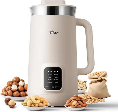 Bear 8 en 1 máquina para hacer leche de nueces, 40oz/1.2L máquina para hacer leche de soja con auto limpieza/retraso de 12H/mantener caliente por