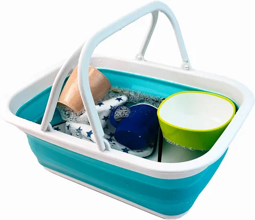 Miniatura 6 de SAMMART Cesta plegable de plástico para la ropa sucia de 25 litros (6.6 galones) y cesta plegable con asa de 9.2 L (2.37 galones)