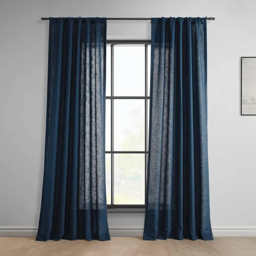 HPD Half Price Drapes Cortinas clásicas de lino sintético semitransparentes para sala de estar (1 panel) filtrante de luz de 84 pulgadas de largo,