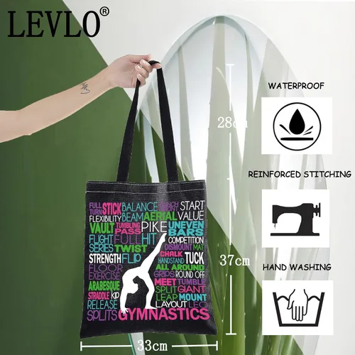 Miniatura 4 de LEVLO Bolsa de lona para gimnasia, regalo inspirado en gimnastas, bolsa de hombro para el equipo de gimnasia para amantes de la gimnasia, Gimnasia
