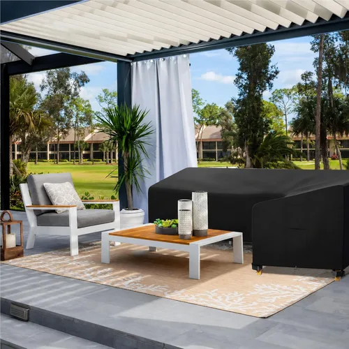 Miniatura 6 de iBirdie Funda para sofá modular de exterior, para 85 x 85 pulgadas, 84 x 84, 83 x 83, 82 x 82, en forma de L, para sofá de patio, impermeable, a
