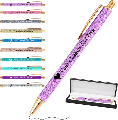 Miniatura 44 de Bolígrafos personalizados con purpurina con nombre a granel, 10 unidades, bolígrafos personalizados con punta de lápiz digital para mujeres y niñas