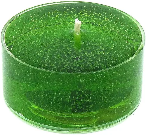 Paquete de 24 velas de té transparentes sin perfume de color verde Kelly hasta 8 horas a base de aceite mineral para el hogar y eventos especiales