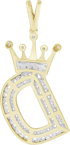 Miniatura 3 de Eternal Bliss Dije redondo de diamante natural con letra A a Z para hombre, oro amarillo de 10 quilates