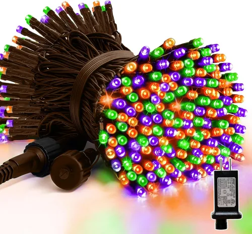 Miniatura 8 de LAMPHOME - Cadena de luces LED de 500 luces para exteriores, 46 pies, con 16 modos, luces impermeables verdes, rojas y rojas-verdes agrupadas