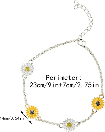 Miniatura 6 de Pulsera de aleación de girasol tobillera europea y creativa simple de dos colores margarita tobillera tobillera femenina simple margarita creativa