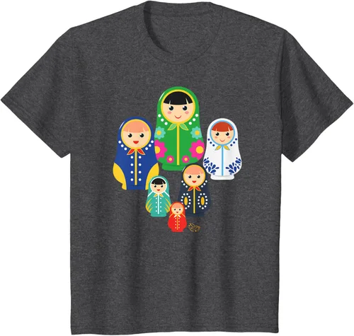 Miniatura 28 de Matryoshka Russian Nesting Dolls, Rusia - Camiseta de regalo, Azul / Patchwork, S