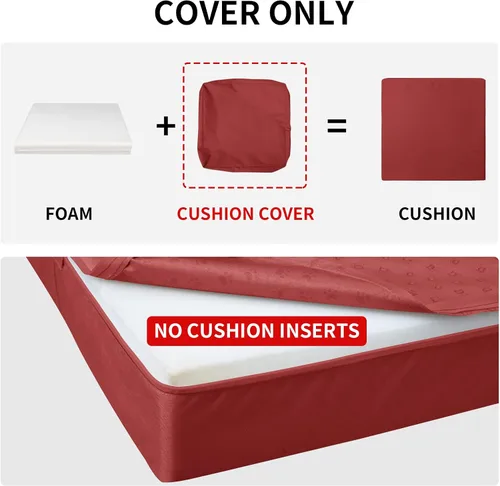 Miniatura 7 de Easy-Going Paquete de 2 fundas impermeables para cojines de patio de 24 x 24 x 4 pulgadas, fundas de cojín de repuesto antideslizantes para asientos
