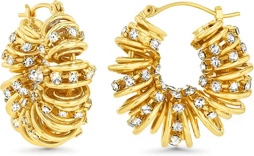 aretes tipo dormilona chapados en oro de 18 quilates con circonita cúbica para mujer, grandes hechos a mano, textura en espiral, trenzada, formal,