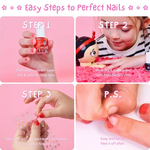 Miniatura 5 de MISS NELLA Sweet Lavender - Esmalte de uñas morado con purpurina especial seguro para niños, fórmula no tóxica y sin olor para niños y niños